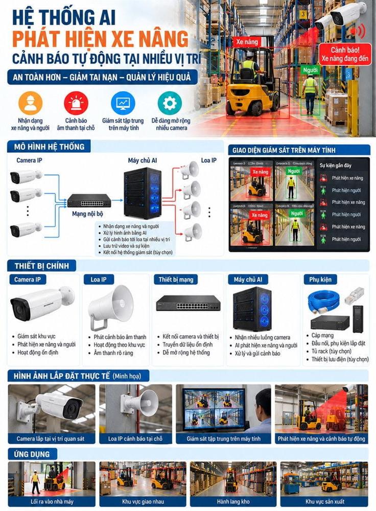 Hệ thống AI phát hiện xe nâng và cảnh báo